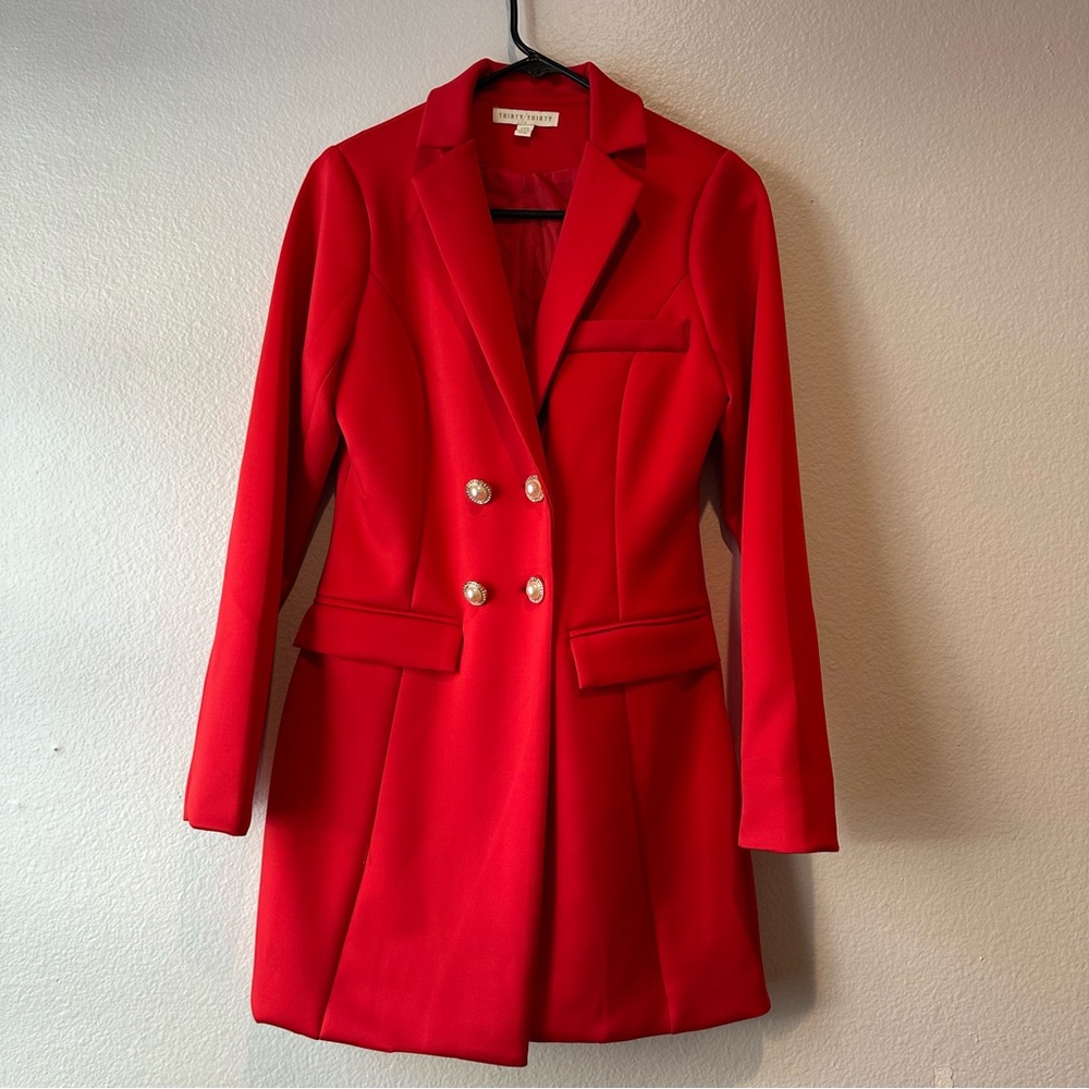 Red Double-Breasted Women's Coat